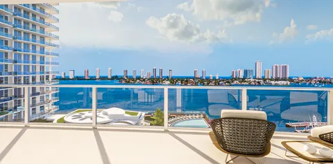 a balcony with chairs