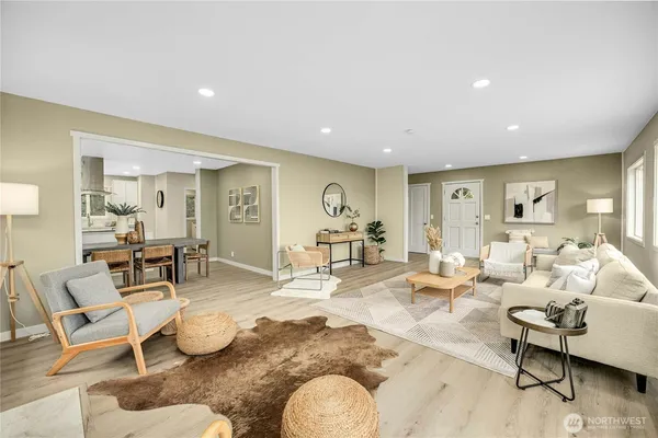 a living room with furniture