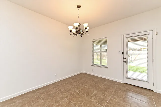 a view of a chandelier in a room