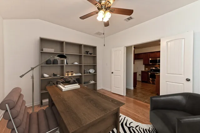 a living room with furniture
