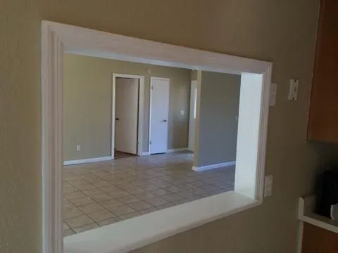 an empty room with closet