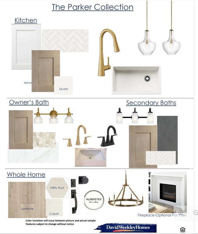 1048 Hackberry Emperor Street Crowley, TX 76036 - Photo 2 of 3 Design Selection Document. Presenting material and fixture options for the property's various functional areas