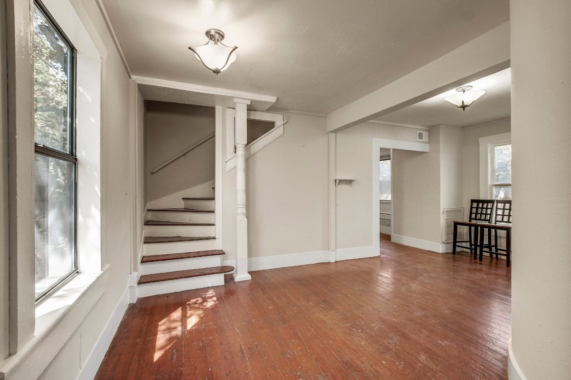 704 Franklin Boulevard, Unit A Austin, TX 78751 - Photo 6 of 32 a view of a livingroom with a staircase