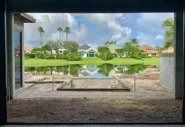 a view of fountain in the back yard