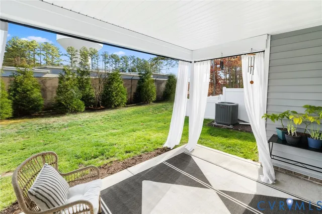 a view of back yard from a patio