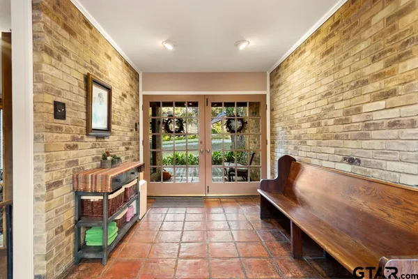 a large white room with a large window