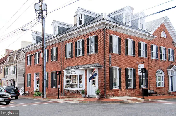 front view of a building on a street