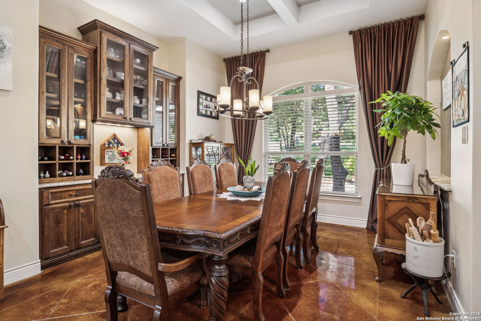 199 Shepherds Crook Helotes, TX 78023 - Photo 7 of 108 a view of a dining room with furniture window and wooden floor