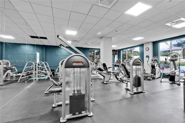 a view of a room with gym equipment