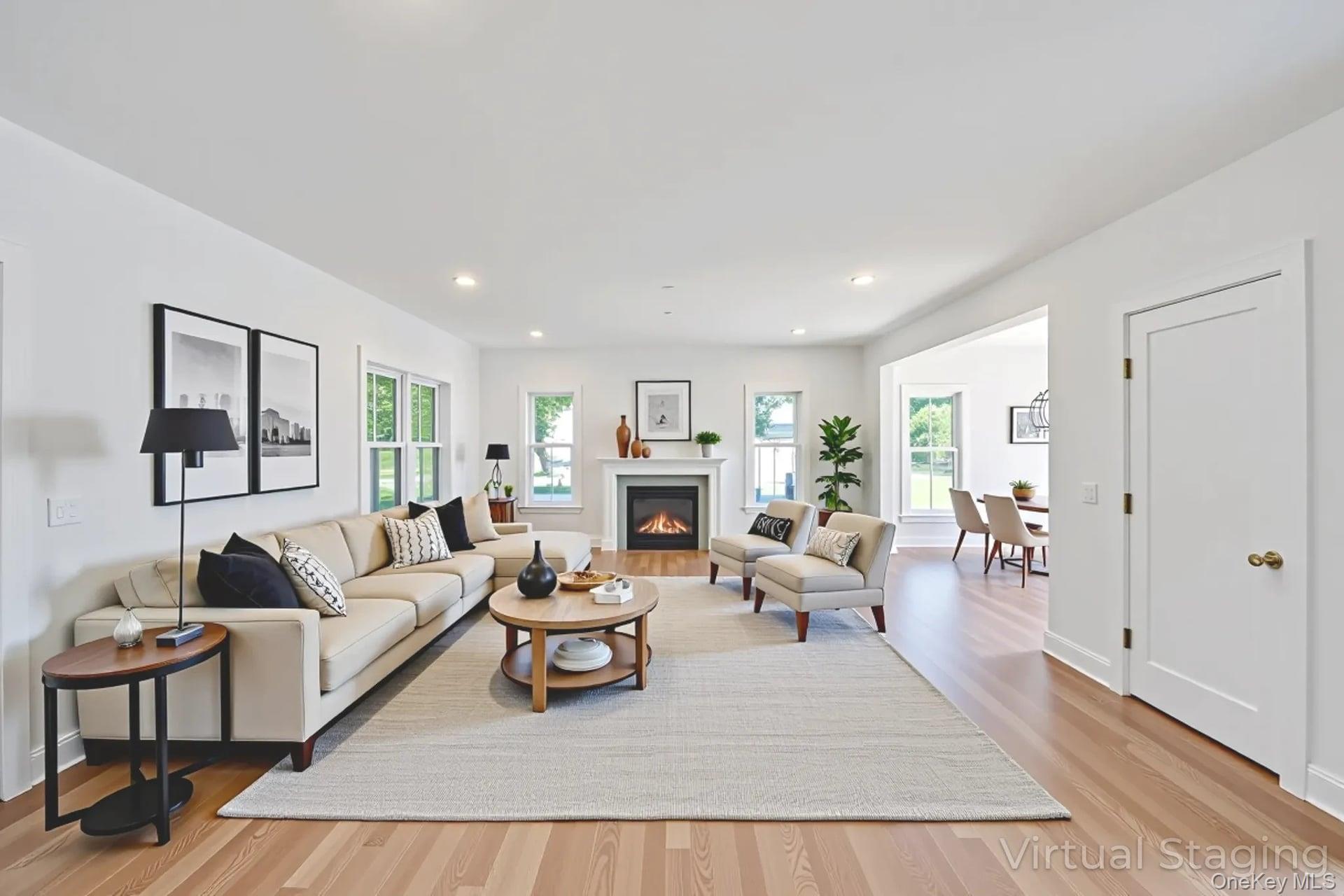 84 James Hawkins Road Moriches, NY 11955 - Photo 30 of 50 a living room with furniture and a fireplace