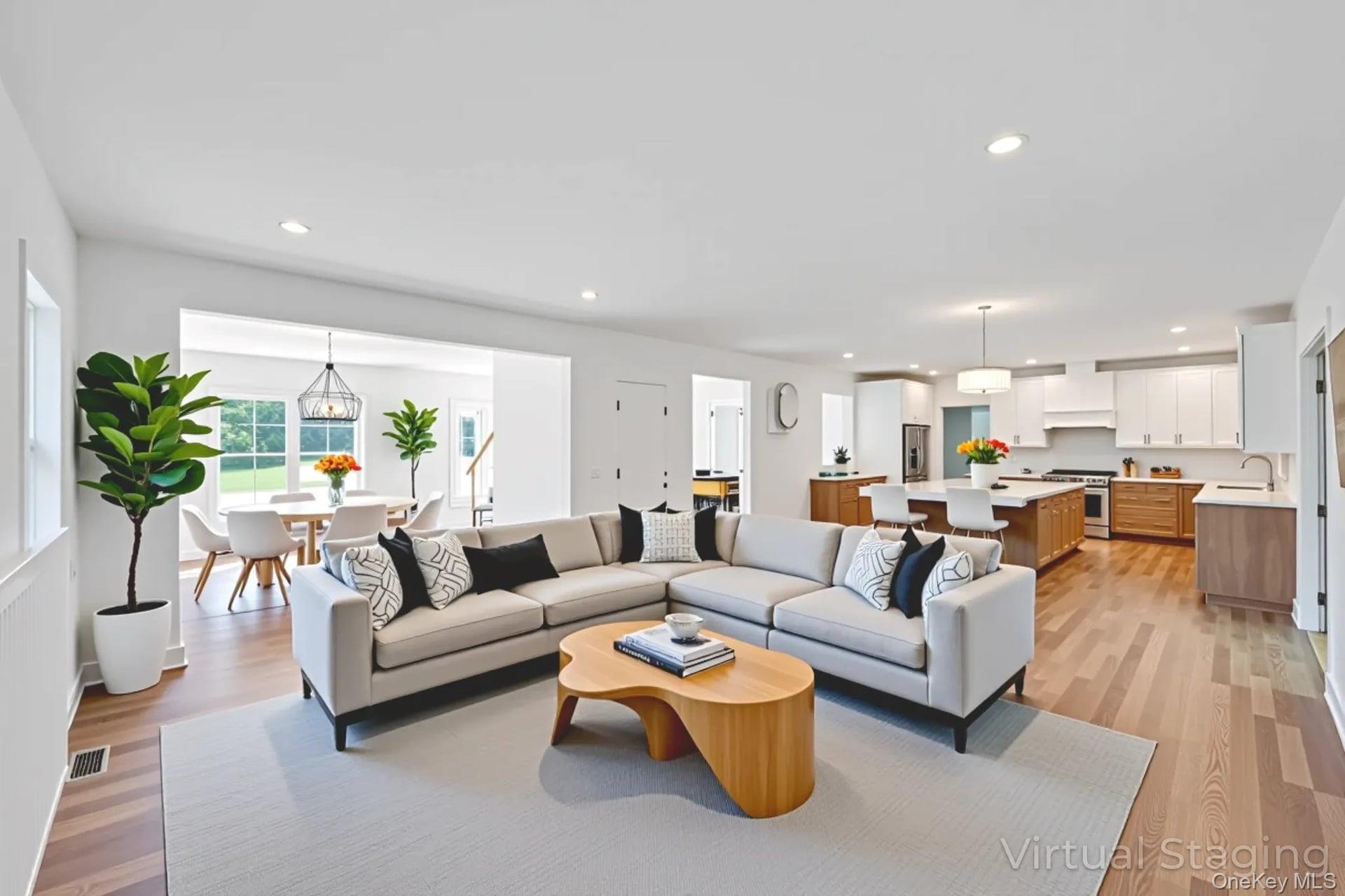 84 James Hawkins Road Moriches, NY 11955 - Photo 32 of 50 a living room with furniture kitchen view and a table