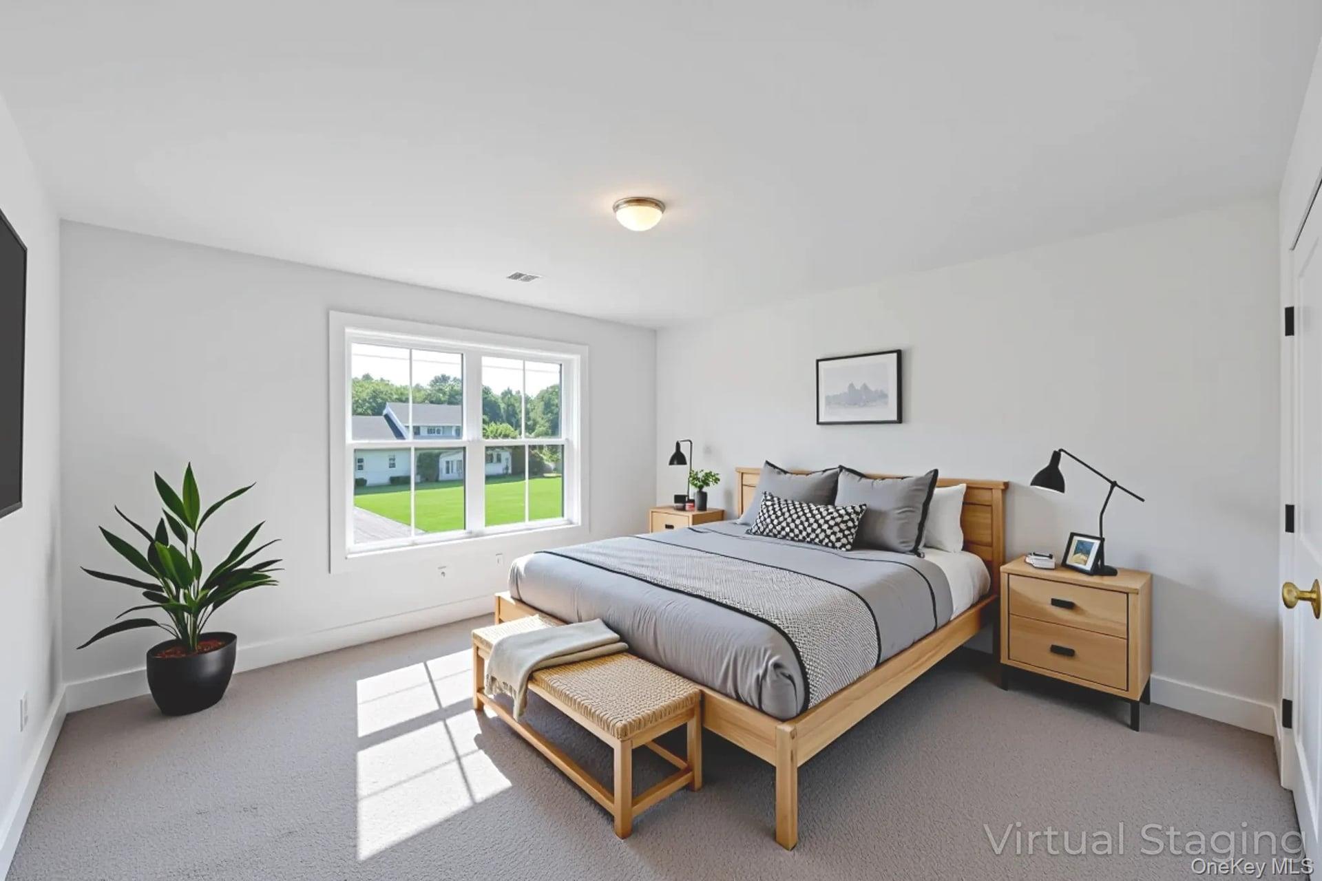 84 James Hawkins Road Moriches, NY 11955 - Photo 39 of 50 a bed room with a bed and a potted plant