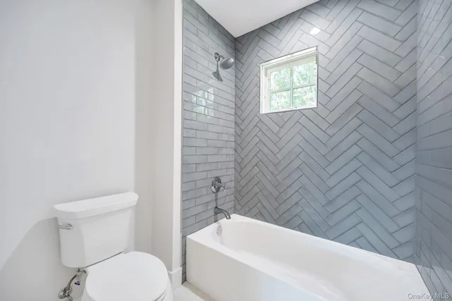 a bathroom with a toilet and bathtub