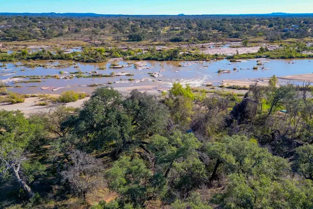a view of a yard with an trees