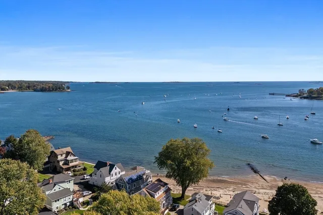 a view of a lake from a yard