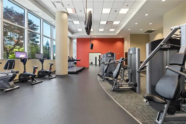 a view of a room with gym equipment