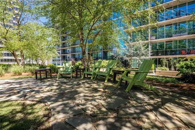 a view of yard with seating space