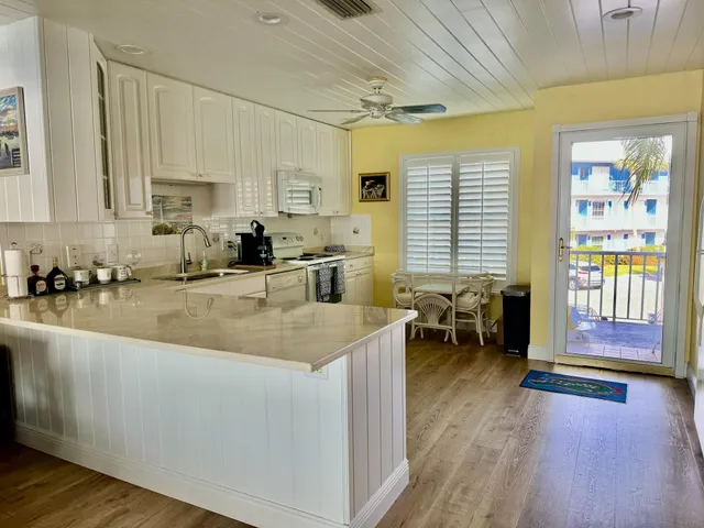 a kitchen with lots of counter top space