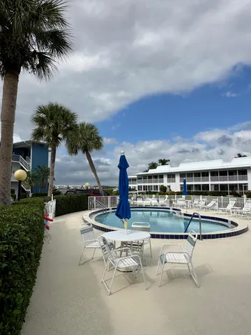 a view of a lake with a terrace