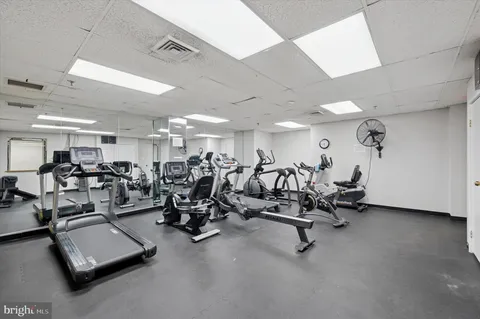 a view of a room with gym equipment