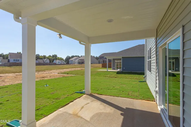 a view of a backyard with plants and a backyard