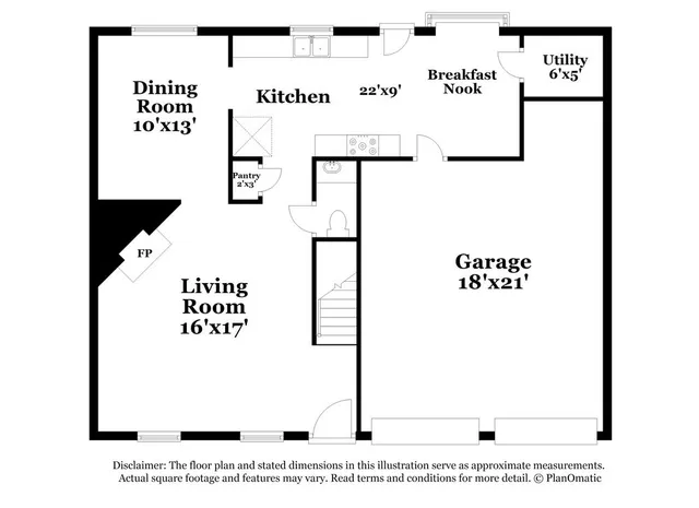 a view of an empty room with chandelier fan and wooden floor