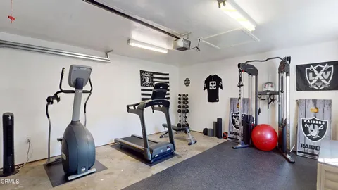 a room with gym equipment