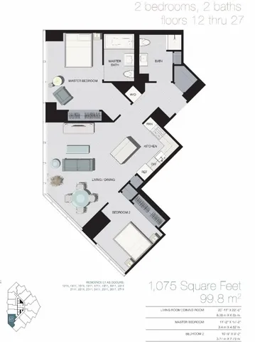 $1,198,000 | 77 Hudson Street, Unit 1411, Jersey City, NJ 07302