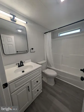 a bathroom with a sink a toilet a mirror and shower