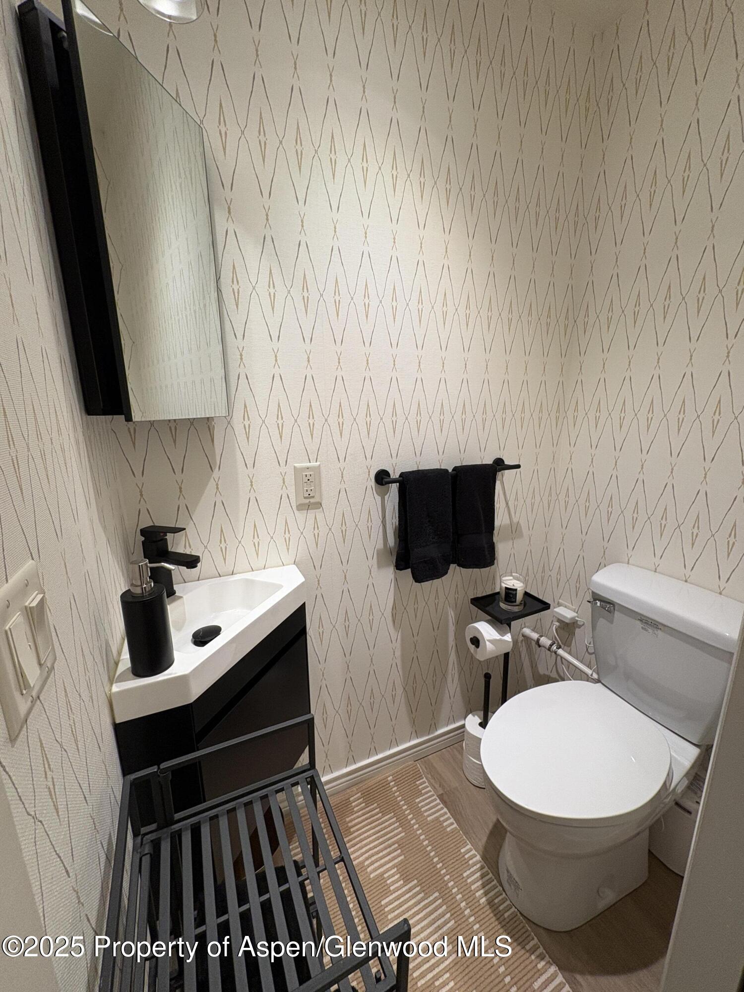 407 Gateway Road Snowmass, CO 81654 - Photo 32 of 37 a bathroom with a toilet a sink and a mirror