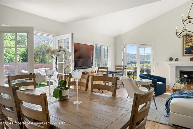 a living room with fireplace furniture and a flat screen tv