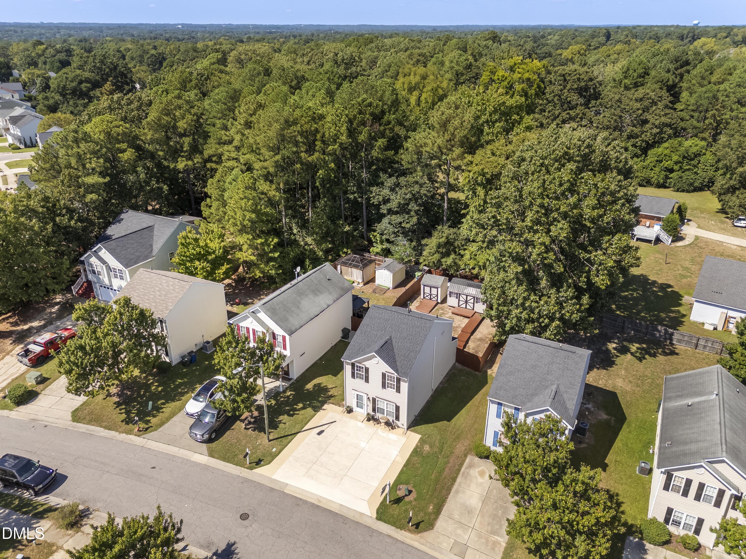 4121 Tensity Drive Raleigh, NC 27604 - Photo 32 of 34 Aerial view of the street and established neighborhood