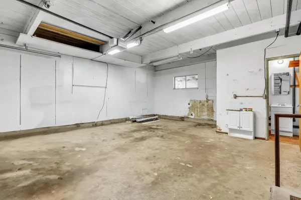 a view of a livingroom with wooden floor