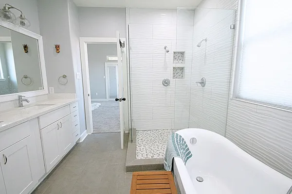 a bathroom with a sink double vanity