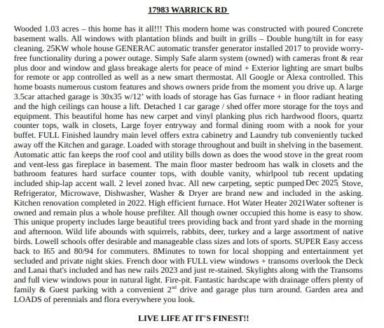 $550,000 | 17983 Warrick Road, Hebron, IN 46341