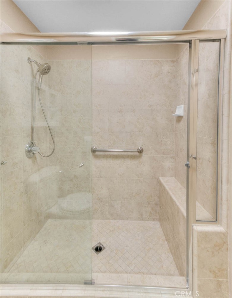 30673 Del Rey Road Temecula, CA 92591 - Photo 33 of 47 Spacious Walk In Shower With Built In Bench. New Magnetically Held Shower Head. New Overhead LED Lighting With Dual Mode Bright And Night Lite