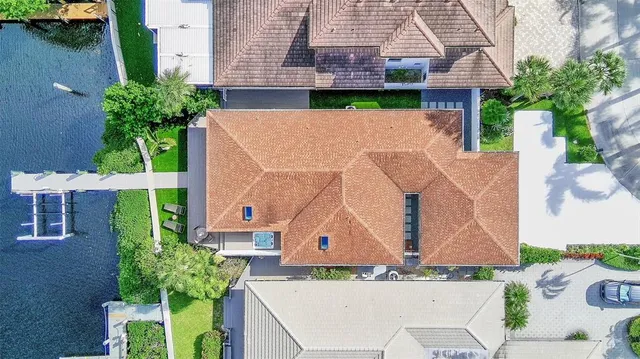 a view of a lake with a building in the background