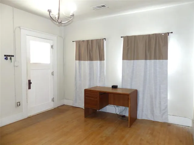 a view of a livingroom with a chandelier