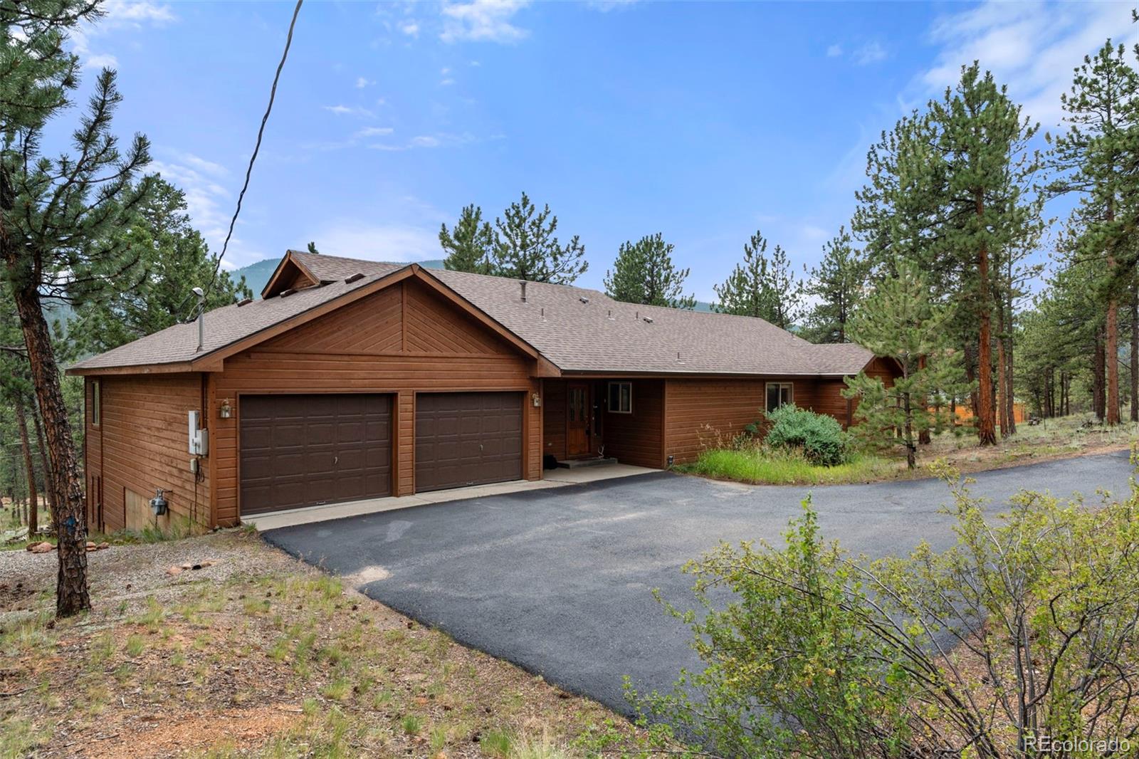 84 Marys Lane Bailey, CO 80421 - Photo 2 of 35 a front view of a house with yard and trees