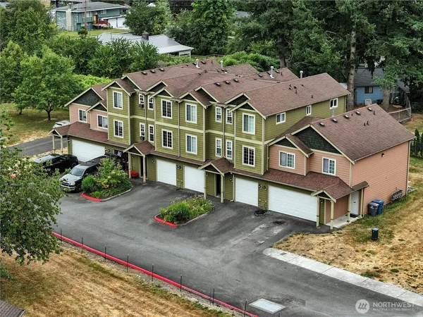 an aerial view of a house