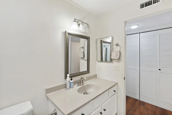 a view of a room that has a window in it