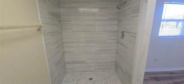 a bathroom with a shower