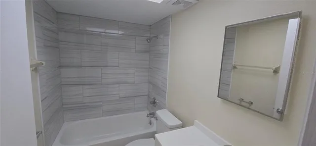 a bathroom with a bathtub