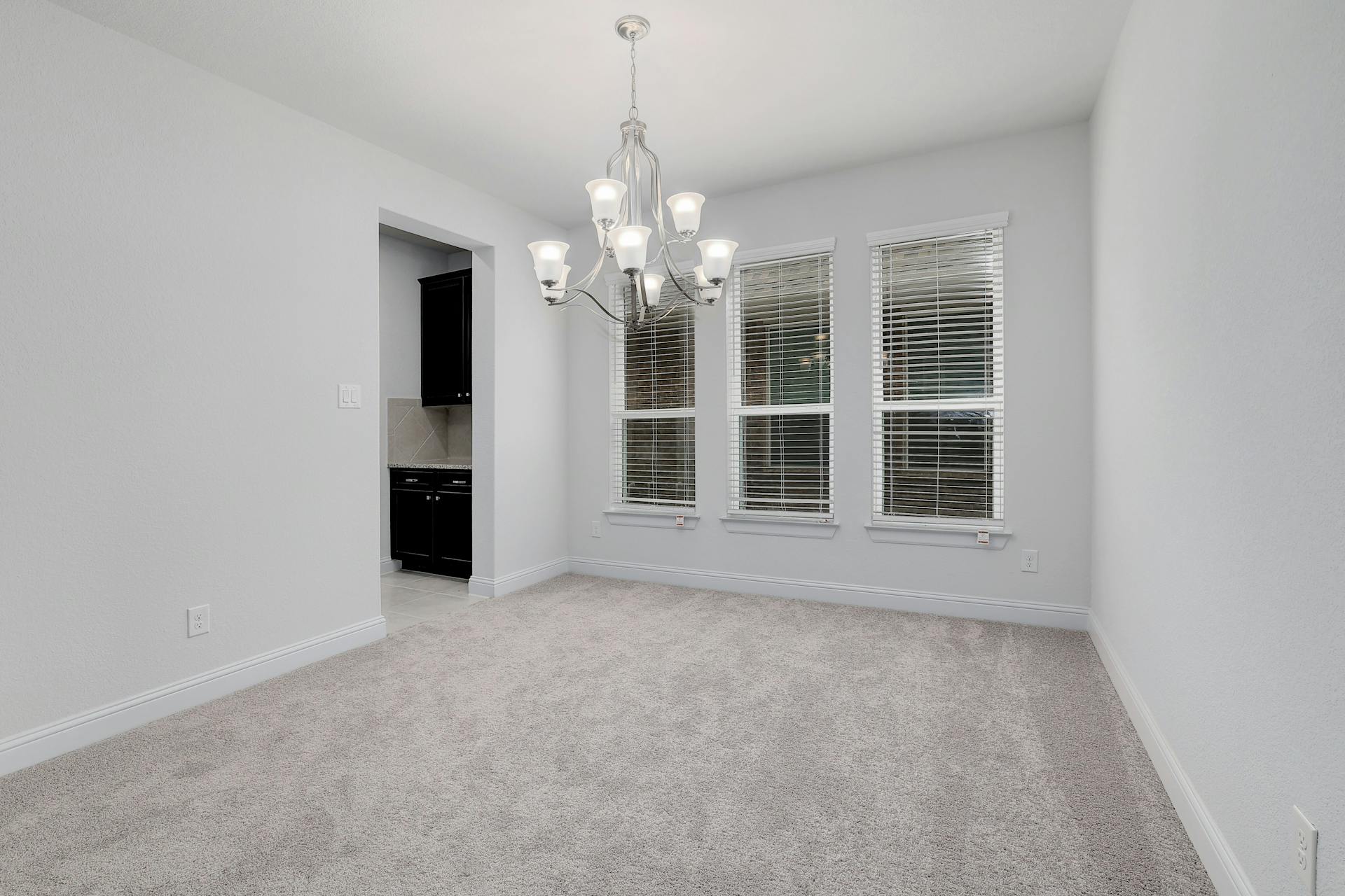 2040 Base Burner Path Leander, TX 78641 - Photo 12 of 31 Empty room featuring light carpet and a chandelier