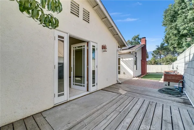 a porch with seating space