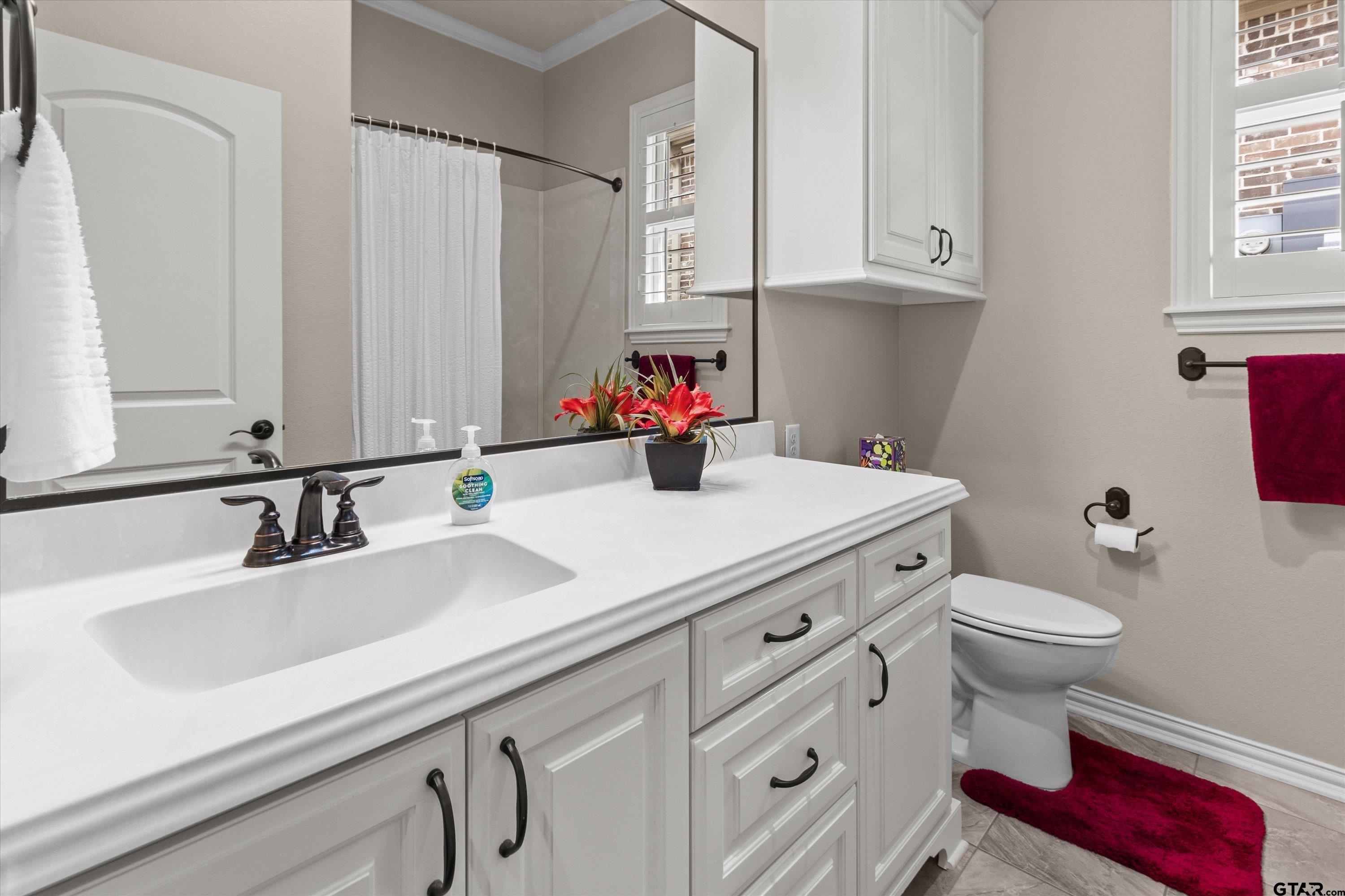 7423 Princedale Tyler, TX 75703 - Photo 25 of 31 a bathroom with a sink a toilet and a mirror