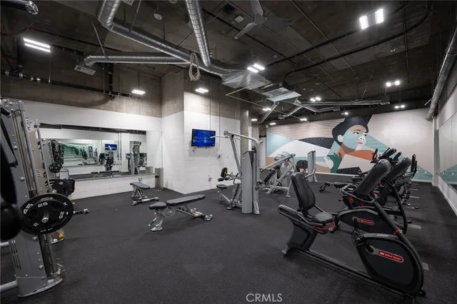 a view of a room with gym equipment