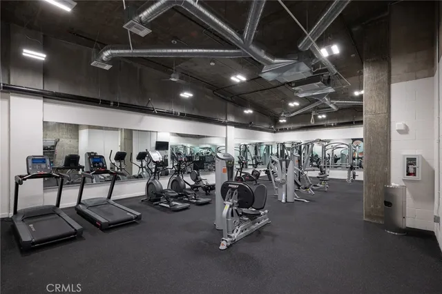 a view of a room with gym equipment