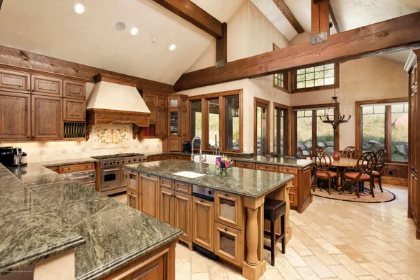 a kitchen with lots of counter top space