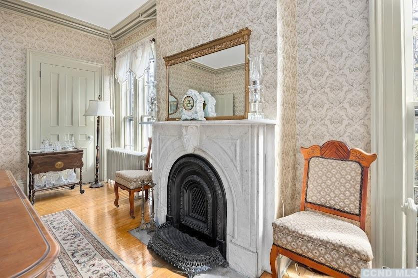 46 Broad Street Kinderhook, NY 12106 - Photo 12 of 44 a living room with furniture and a fireplace
